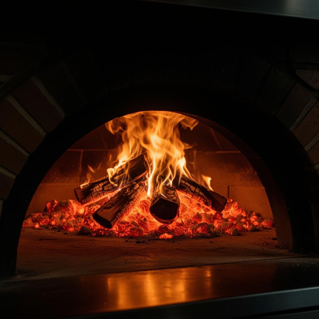 Blazing wood-fired Neapolitan brick oven